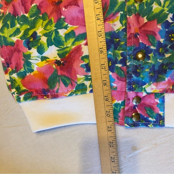 Vintage 90s Action West Floral Denim Jacket Women’s Mediun Cottagecore - Picture 9 of 12